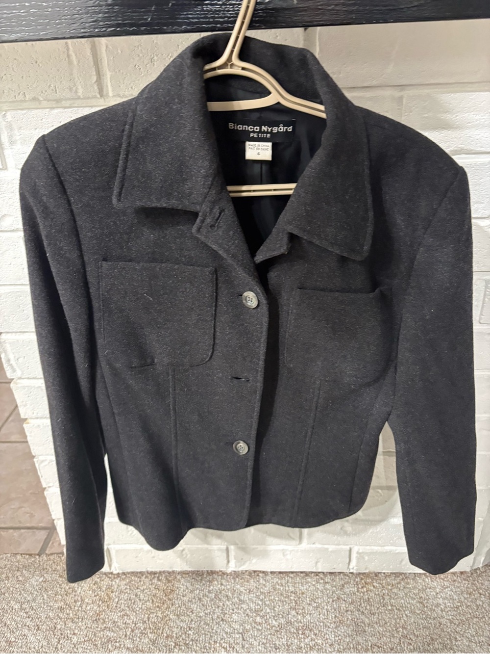 Vintage Bianca Nygard Petite Women's Black Wool Blend Jacket